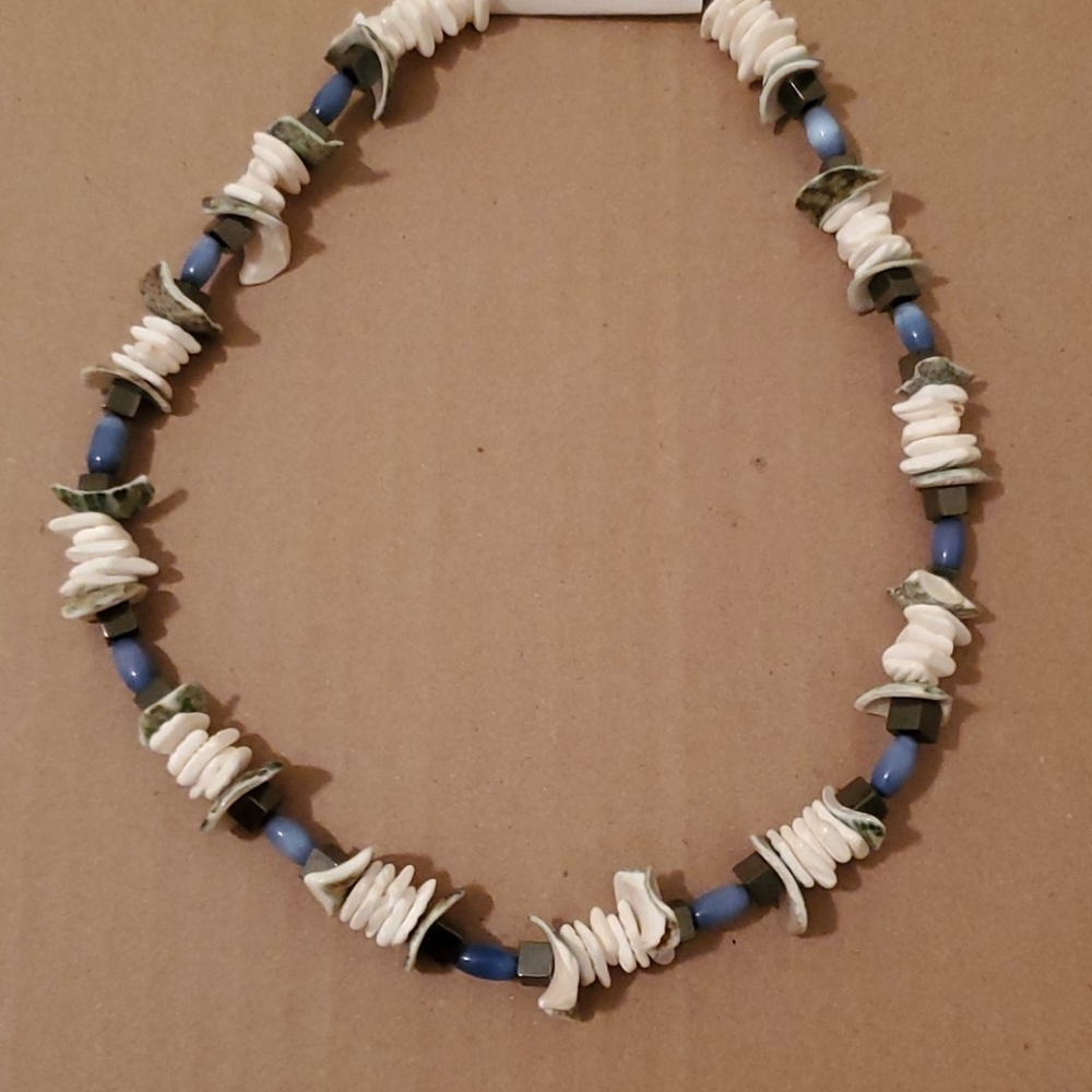 Shell Blue and Black Necklace